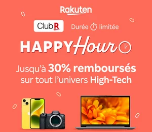 Happy Hour chez Rakuten ! Aujourd'hui et jusqu'à minuit seulement, 5 promos folles !